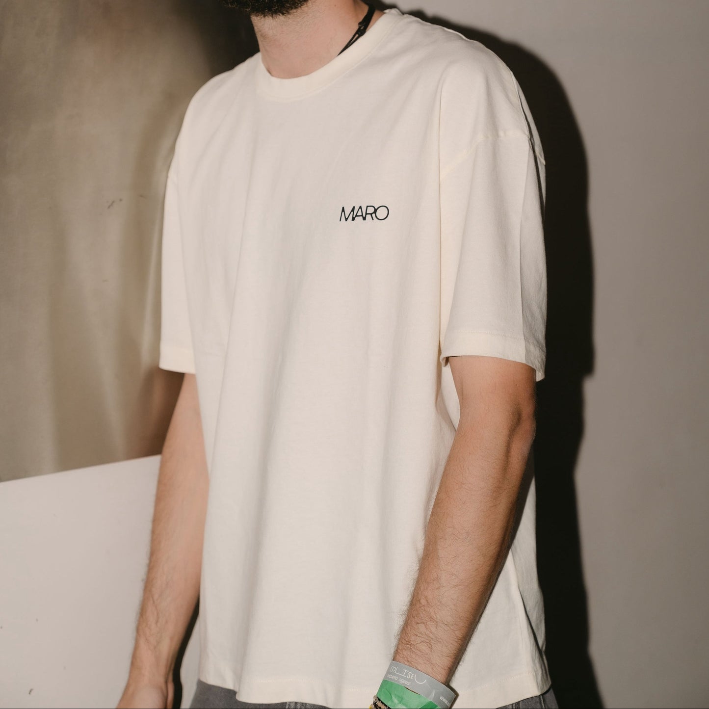 MARO So Much Has Changed t-shirt worn, lifestyle photo