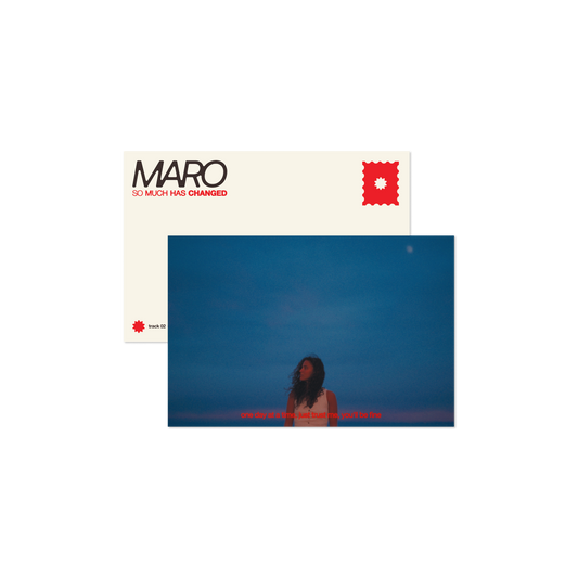 MARO postcards spread showing track artwork